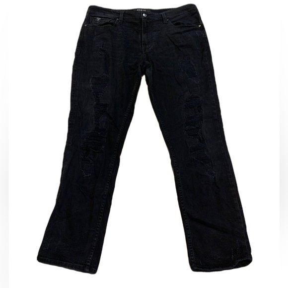 GUESS Men's Black Distressed Slim Tapered Jeans - Size 38x30 - Picture 1 of 12